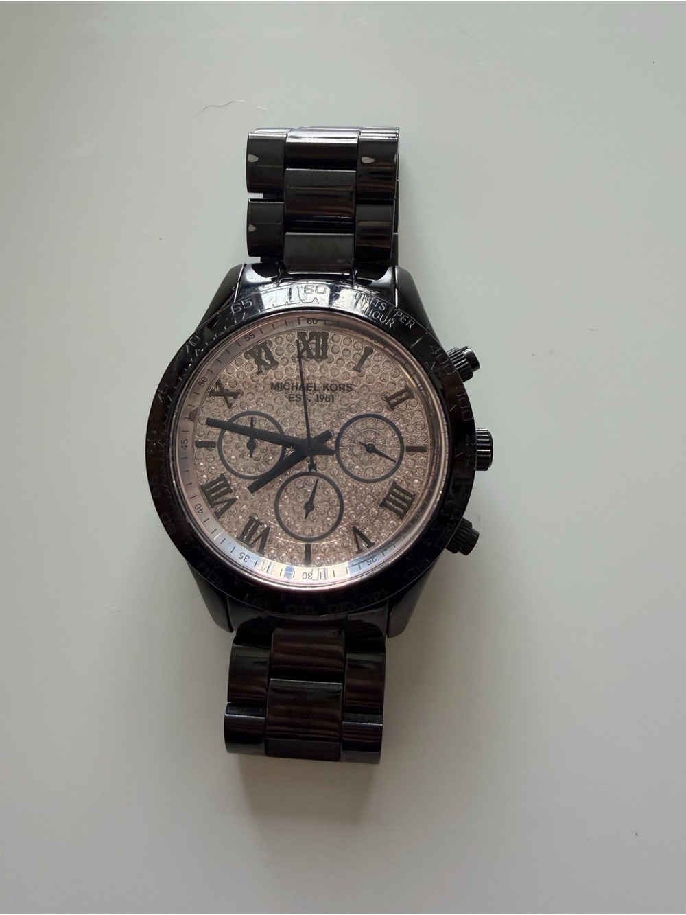 Michael Kors Black Bracelet Watch with Rose Gold Dial